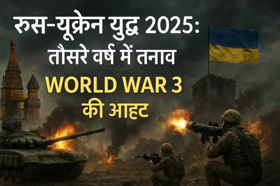 Russia Ukraine war 2025 and World War 3 tensions illustration